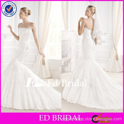 MG261 2015 Alibaba White Skin Tight Appliqued Sweetheart Sleeveless Low Back Floor Length Fishtail Wedding Dress